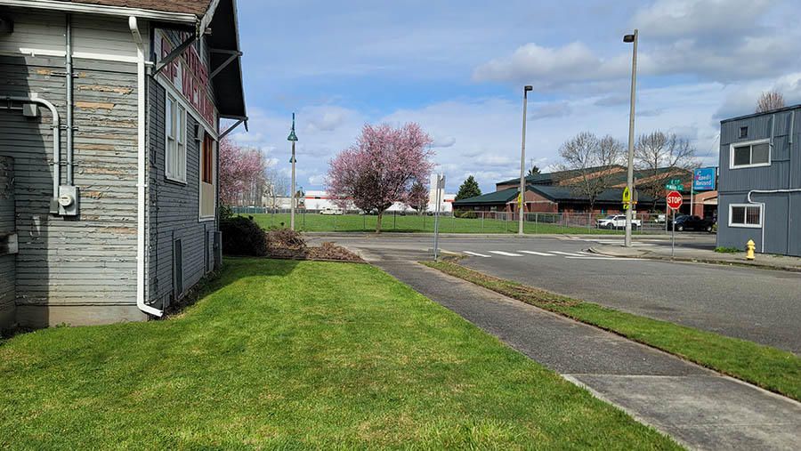 Side yard and street corner