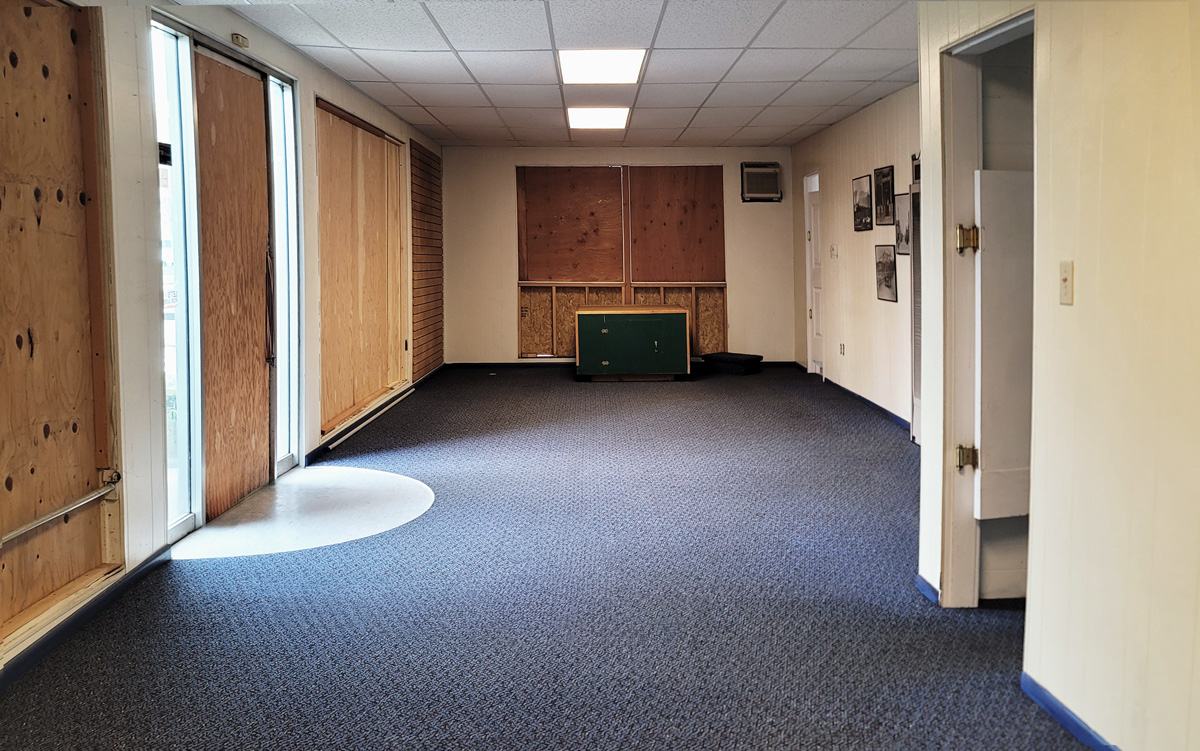 Ground floor commercial space looking toward front entry